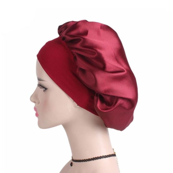 

women satin sleep cap full coverage soft night hat chemotherapy c5 caps & hats, Yellow