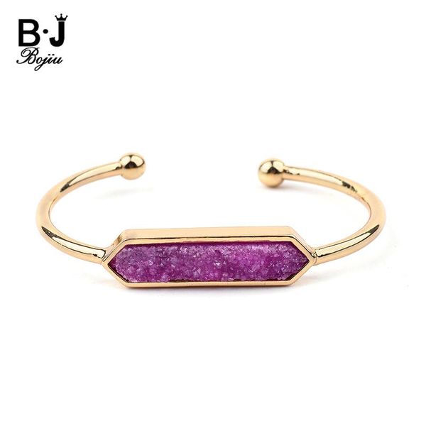 

cuff bojiu design natural druzy stone gold bracelets women boho white pink purple blue green drusy & bangles br034