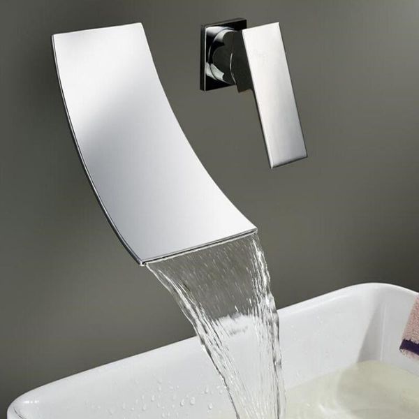 

bathroom sink faucets senlesen waterfall basin faucet chrome single handle wall mounted brass and cold mixer valve