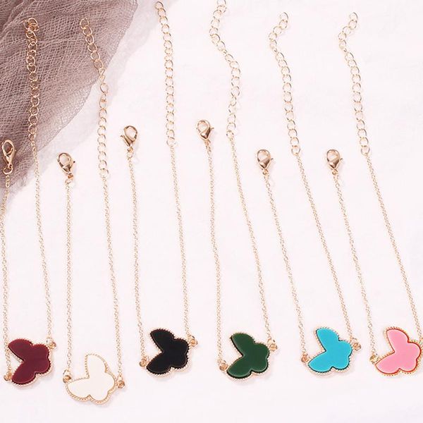 

charm bracelets multicolor resinc cute butterfly chain bracelet women korean simple girl wrist aesthetic creativity jewelryp132, Golden;silver