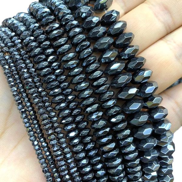 

other wholesale natural stone black hematite round faceted wheels spacer beads for jewelry making diy bracelet necklace 4/6/8/10mm