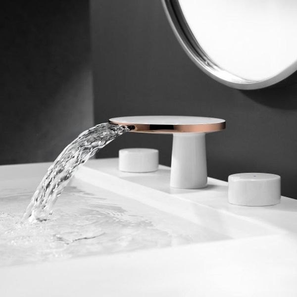 

bathroom sink faucets waterfall faucet 3 holes 2 handles basin mixer cold water fashion design luxury tap