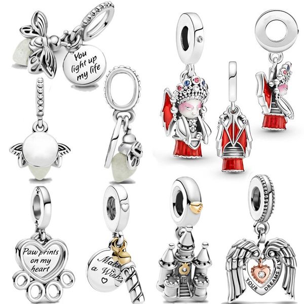 

s925 sterling silver blue scale fish glowing firefly charms beads adapting original pandora charms bracelet diy jewelry for women, Bronze;silver