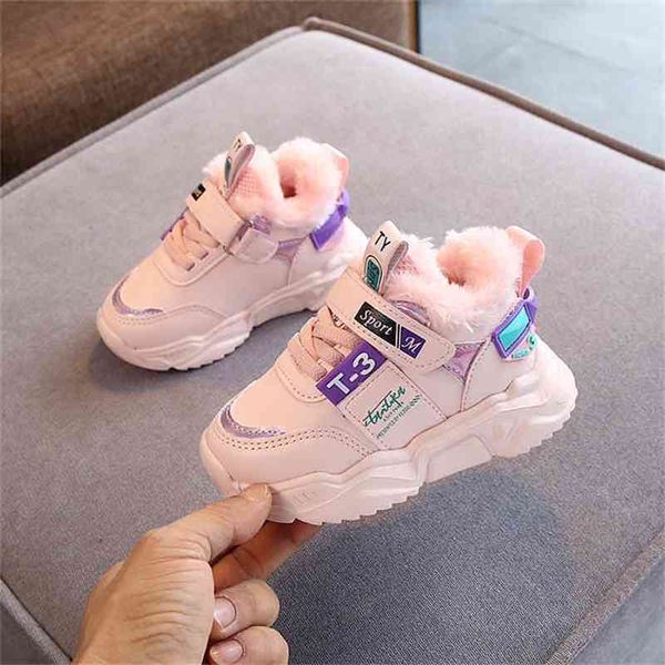 

winter kids shoes casual baby cotton boots kids non-slip keep warm martin snow boots boys girls sneakers baby sport shoes 210329, Black