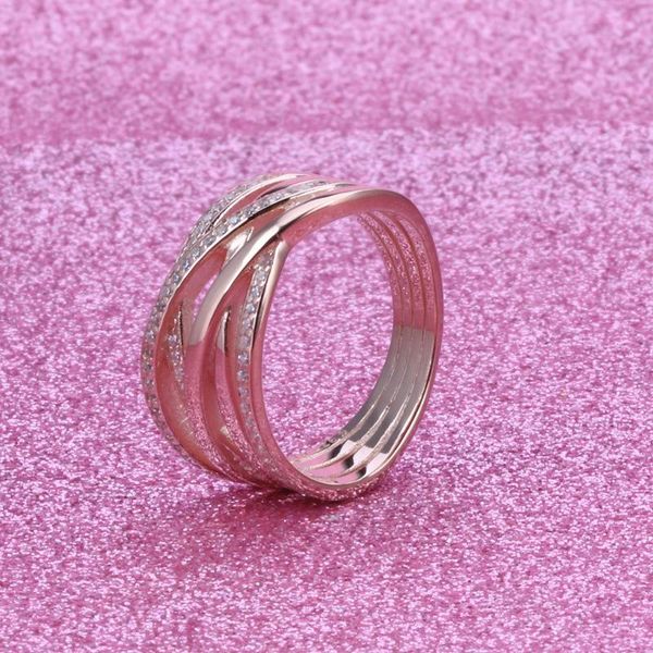 

sterling silver rose gold ring interweaving fashion versatile women's for women jewelry cluster rings, Golden;silver