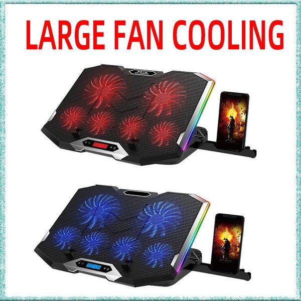 

lapcooling pad with 6 quiet fans 2 usb ports portable powered cooler stand for 12-18 inch notebook pc home pads