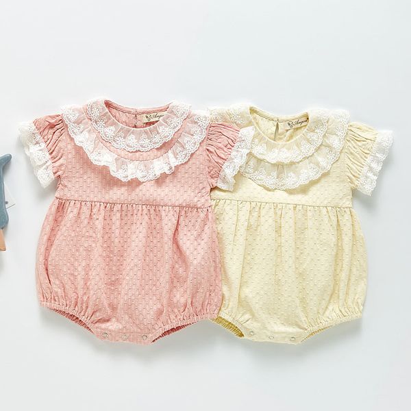 

summer baby girl short sleeve rompers children rompers cute kids baby girl clothes romper infant rompers 0-3yrs, White
