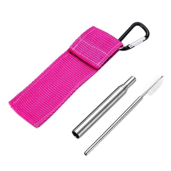 

drinking straws reusable collapsible metal straw portable stainless steel for travel with bag and brush set