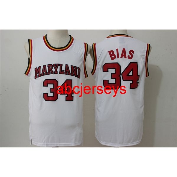 

mens 34 len bias maryland basketball jersey embroidery stitches stitched s, Black