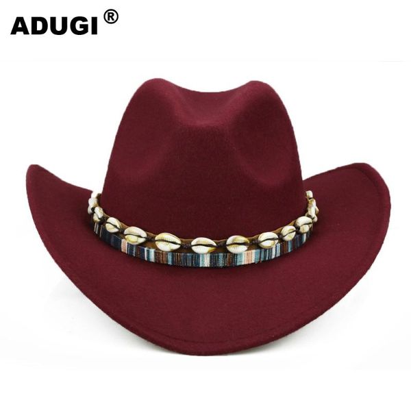 

cloches adugi handmade shell belt hat western cowboy woolen men women autumn and winter jazz curling knight