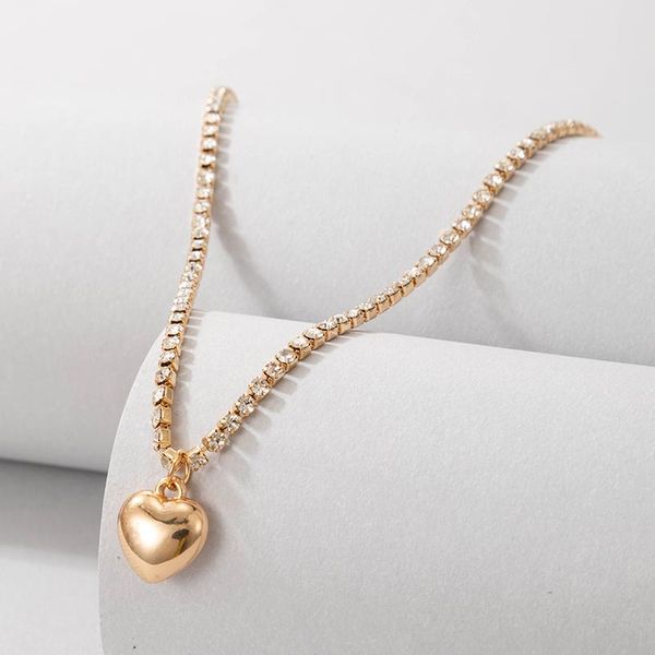 Anhänger Halsketten Elegante Liebe Herz Choker Schlüsselbein Kette Für Frauen Luxus Kristall Stein Einstellbare Neckalce Hochzeit Schmuck Kragen