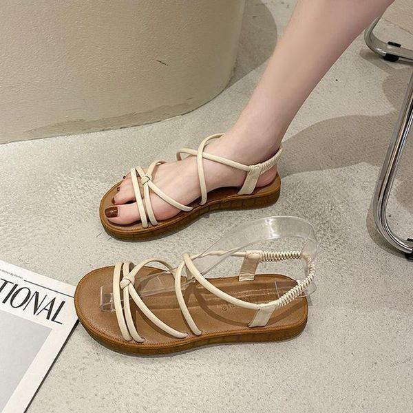 

casual ladies sandals fashion women flat with in wedges korean version shoes anti-slip breathable open toes slides, Black