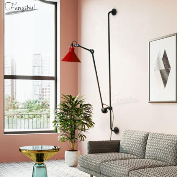 

wall lamp modern industrial long arm rocker led light lighting fixtures retro living room bedroom bedside sconces aisle decor lamps