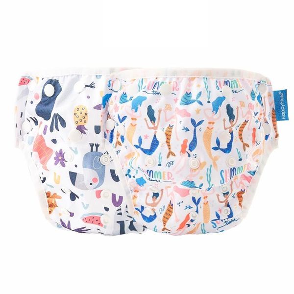 

happyflute 2pcs/set 3-15kg baby cloth diaper summer use snap closure adjustable waterproof swimming pants diapers