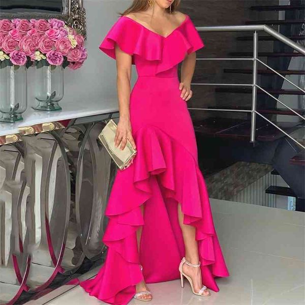 

ruffle irregular long dresses evening party, White;black