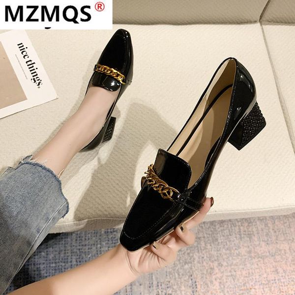 

dress shoes 2021 fashion women summer female cusp metal decoration pumps square with high heeled office party, Black