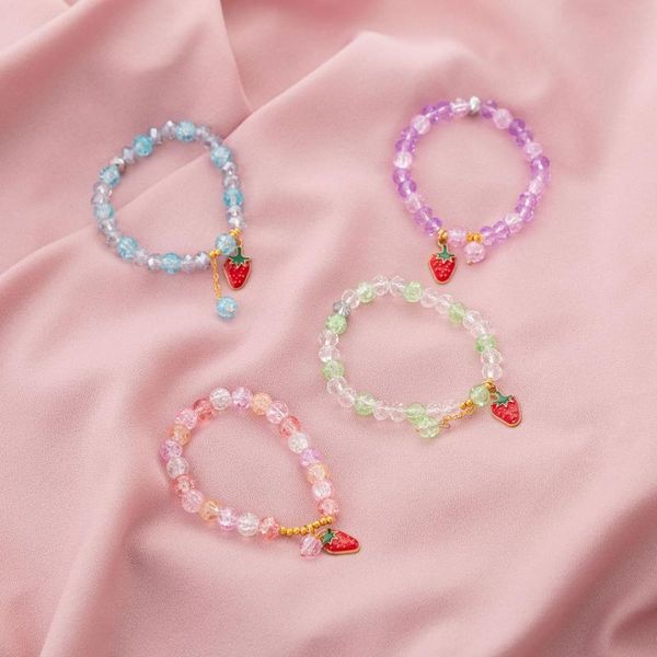 

charm bracelets sindlan kpop multi color crystal strawberry bracelet for women cute boho fruit female y2k korean fashion jewelry pulseras fe, Golden;silver