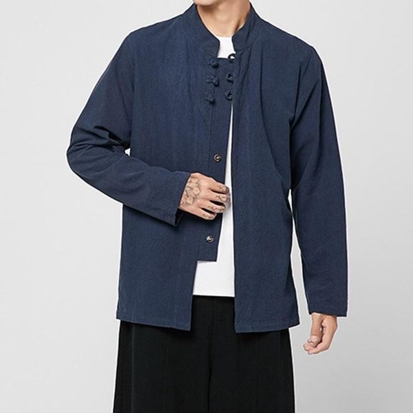 

ethnic clothing casual oriental men cotton tai chi linen shirt chinese style traditional vintage plus size coat tang suit q873, Red