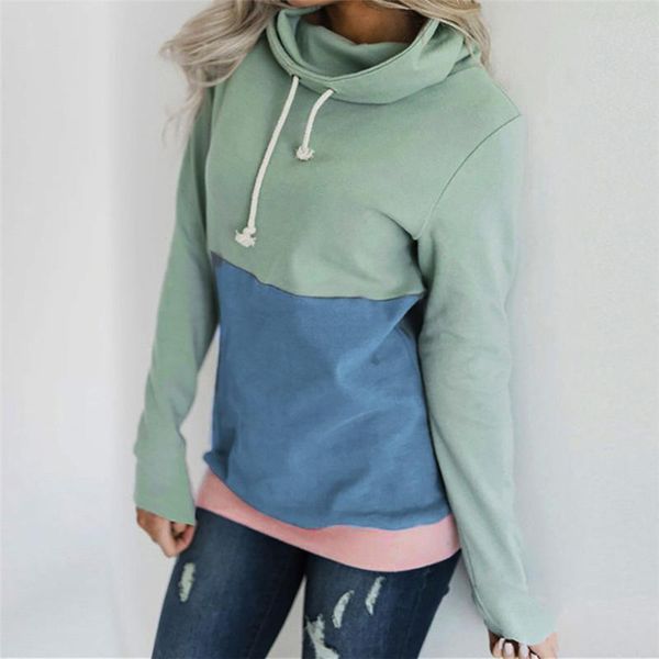 

women's hoodies & sweatshirts fashion women casual patchwork drawstring color block long sleeve hoodie round neck sweatshirt jumper pul, Black