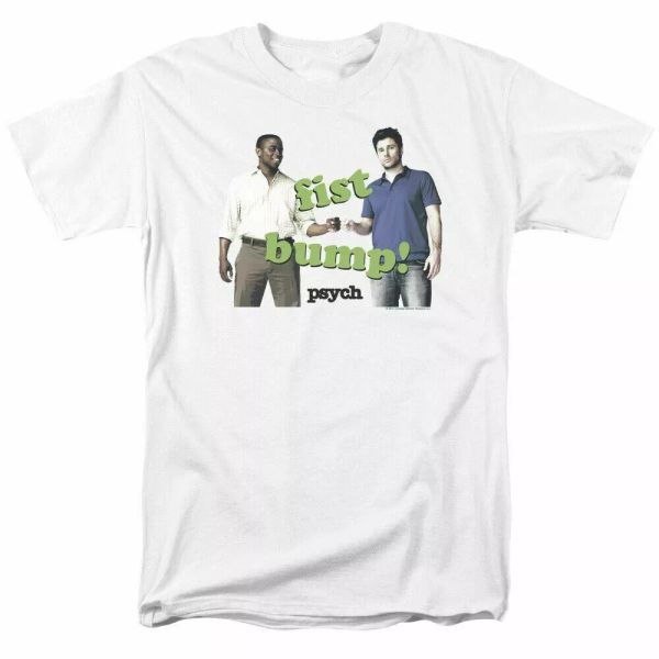 

Psych Bump It T Shirt Mens Licensed Classic TV Show Tee Gus Shawn White, White;black