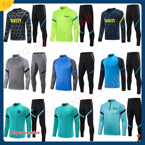 

20 21 22 inter tracksuit lukaku soccer training suit set 2021 2022 eriksen vidal barella hakimi football jacket tracksuits jogging kit, Black