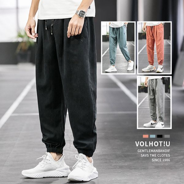 

summer 2021 loose casual pants men's fashion trend overalls long harem, Black