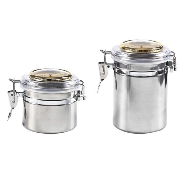 

grade pp round humiditor jar with digital hygrometer stainless steel for taobacco coffee bean candy storage bottles & jars