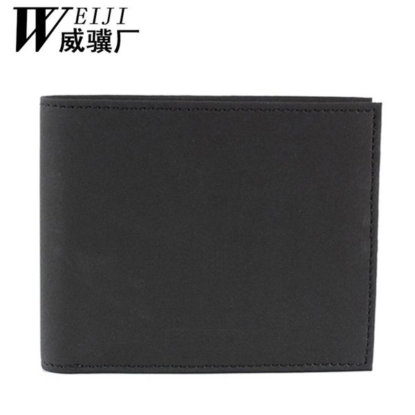 

the wallet spring leather men's short men's wallet, Black