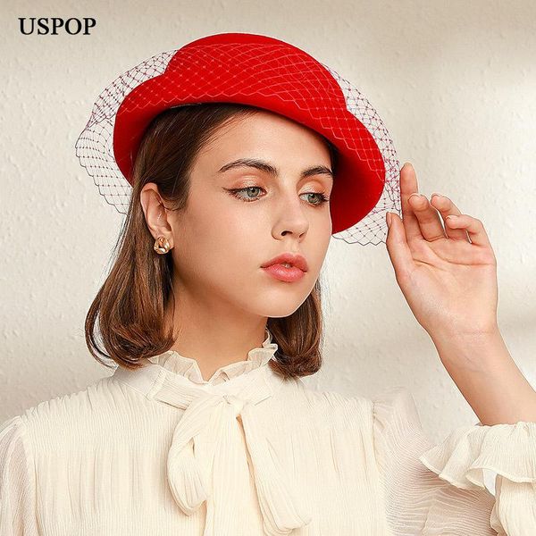 

stingy brim hats uspop 2021 winter women wool fedoras 100% geniue net yarn curled fedora hat, Blue;gray