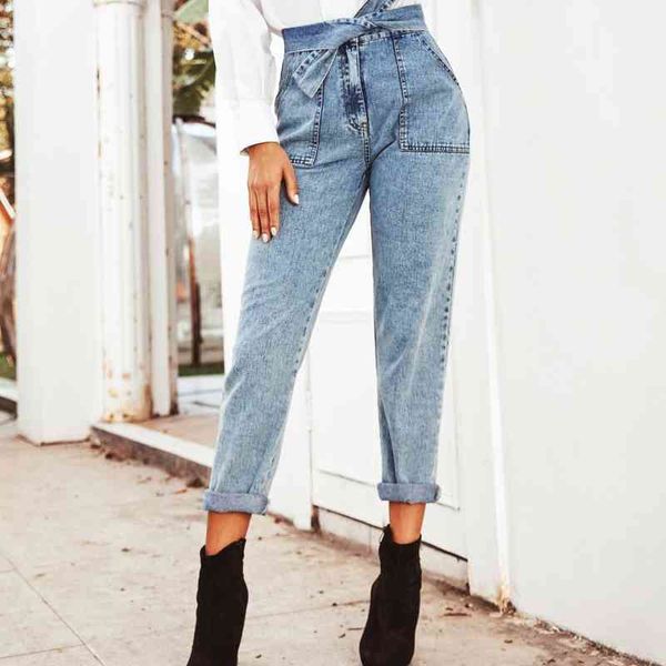 Calças de cintura alta calças para mulheres outono moda jeans calças femininas de floco de neve feminino calça casual feminino 210514