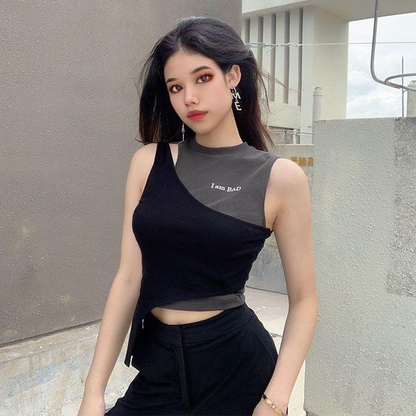 

running jerseys false two sports vest women ins street thin short sleeveless breathable fitness workout shirt gym tank top, Black;blue