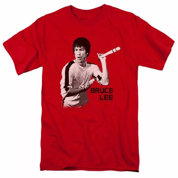 

Bruce Lee Nunchucks T Shirt Mens License Movie Martial Arts Tee Red, White;black