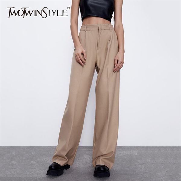 

solid minimalist casual pants for women high waist straight trousers female fashion clothing style 210521, Black;white