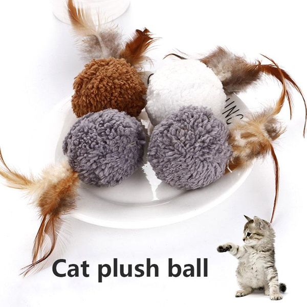 

cat toys ly funny pet ball feather mint toy teaser playing interactive training va88