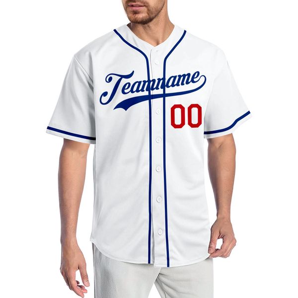 

custom white royal-red authentic baseball jersey, Blue;black