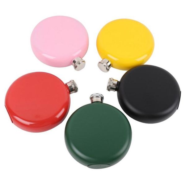 

5oz stainless steel round hip flask black /pink /green / red / yellow wholesale