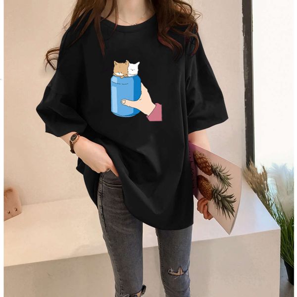 

women's t-shirt pregnant short summer mid long korean fashion large size half sleeve stj7, White