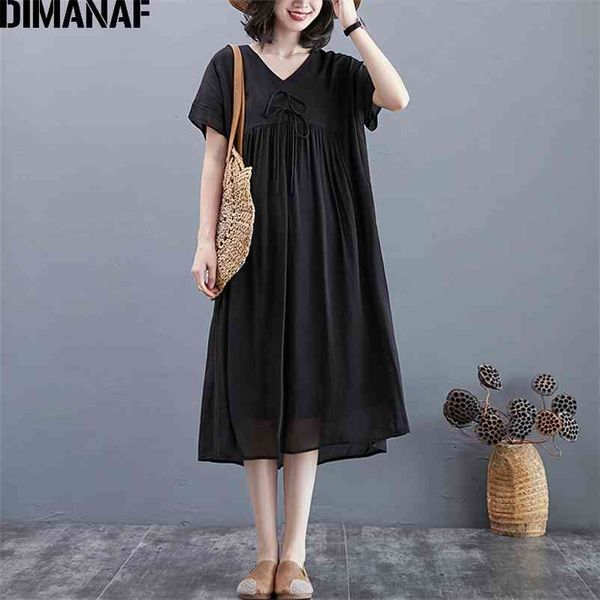 

plus size summer dress women vestidos sundress solid elegant lady long pleated cotton loose casual clothing 210531, Black;gray