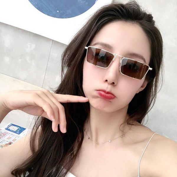 

sunglasses women vintage narrow small metal frame sun glasses rectangle driving eyeglasses fishing eyewear men 2021, White;black