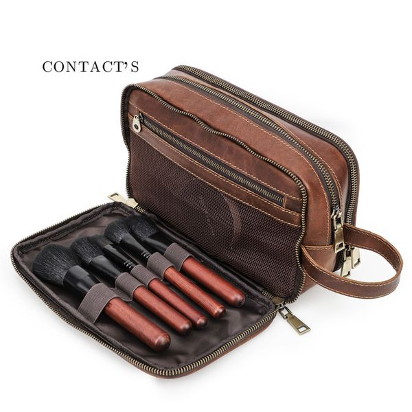 

black angel crazy horse cow skin wash bag