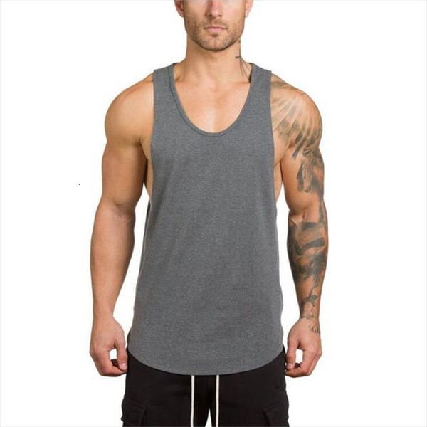 

cotton singlets bodybuilding muscle stringer tank men gym clothing solid fitness sleeveless shirts vest training sports, White;black