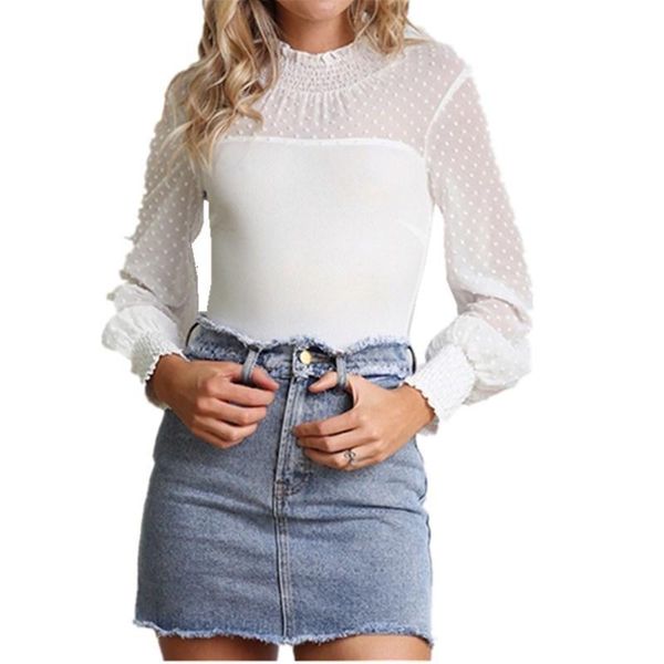 

women's jumpsuits & rompers autumn jumpsuit chiffon turtleneck long sleeve loose bodysuits black white