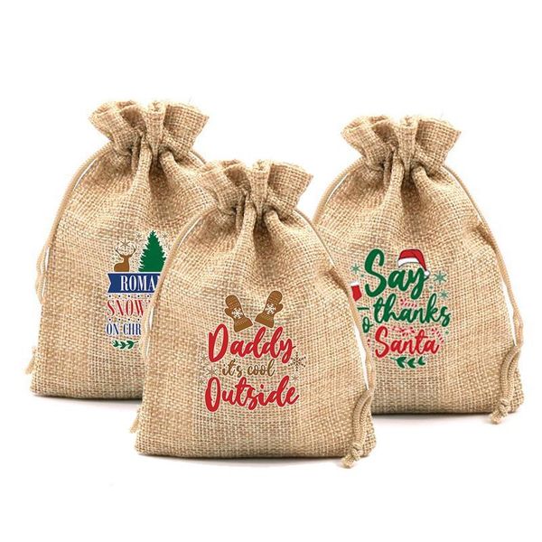 

storage bags burlap canvas drawstring bag small size christmas gift candy jewelry organizer cosmetic coins keys packing