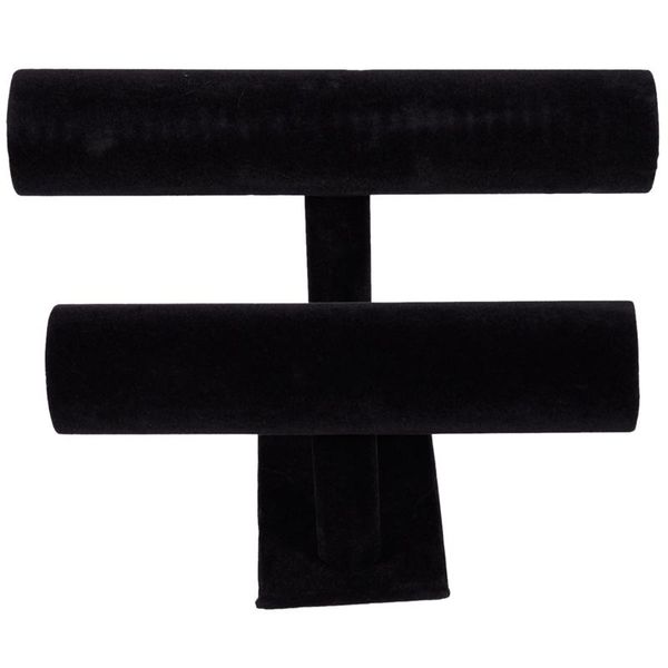 

jewelry pouches, bags 2-tier bangle bracelet display holder t-bar stand black, Pink;blue