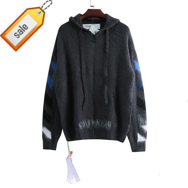 

mohair new off zipper sweater coat in autumn and winter 2021, White;black