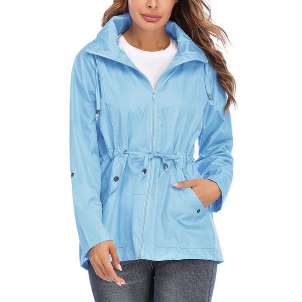 

women's trench coats women' lightweight raincoat waterproof windproof jacket hooded outdoor hiking long rain jackets active rainwe, Tan;black