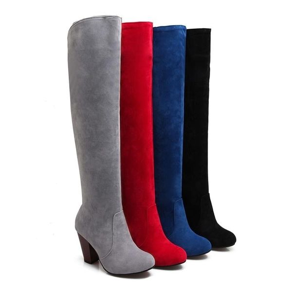 

dress shoes autumn and winter thick heel high tube large boots 40414243 women's, Black