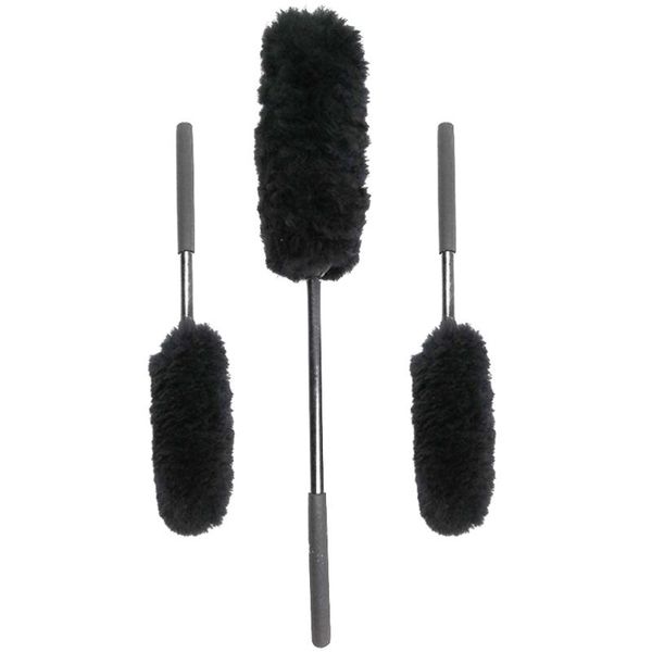 

3pcs car wheel wool brush rim wash detail cleaning tool (black) sponge