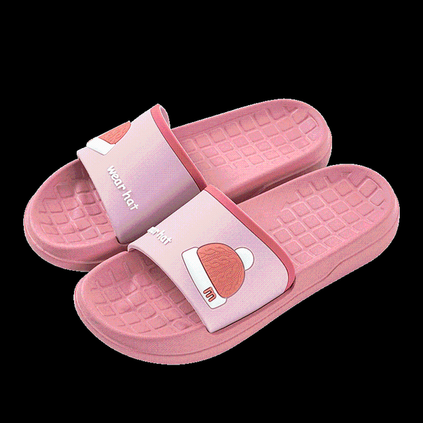 

summer slippers women cute cartoon cap beach slides soft non-slip flip flops casual style outdoor indoor sandals for couples, Black
