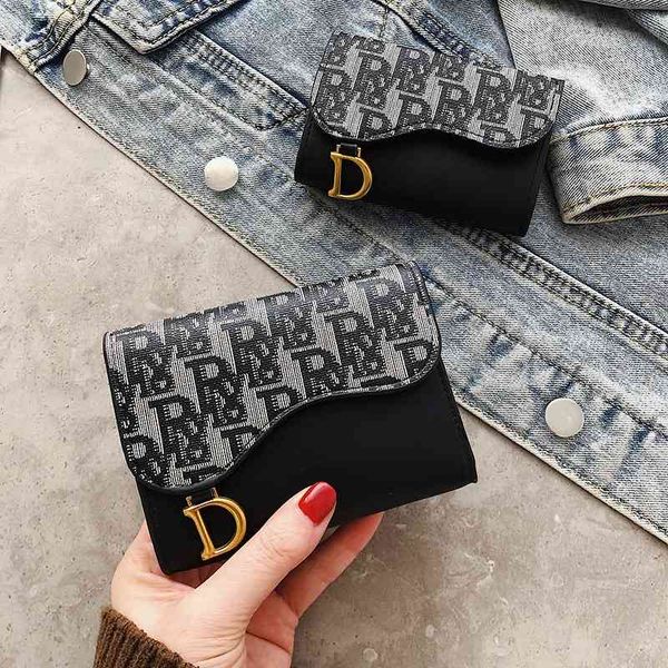 

wallet 2021 new net red female ins style student simple short japanese folding organ card bag zero wallet, Red;black